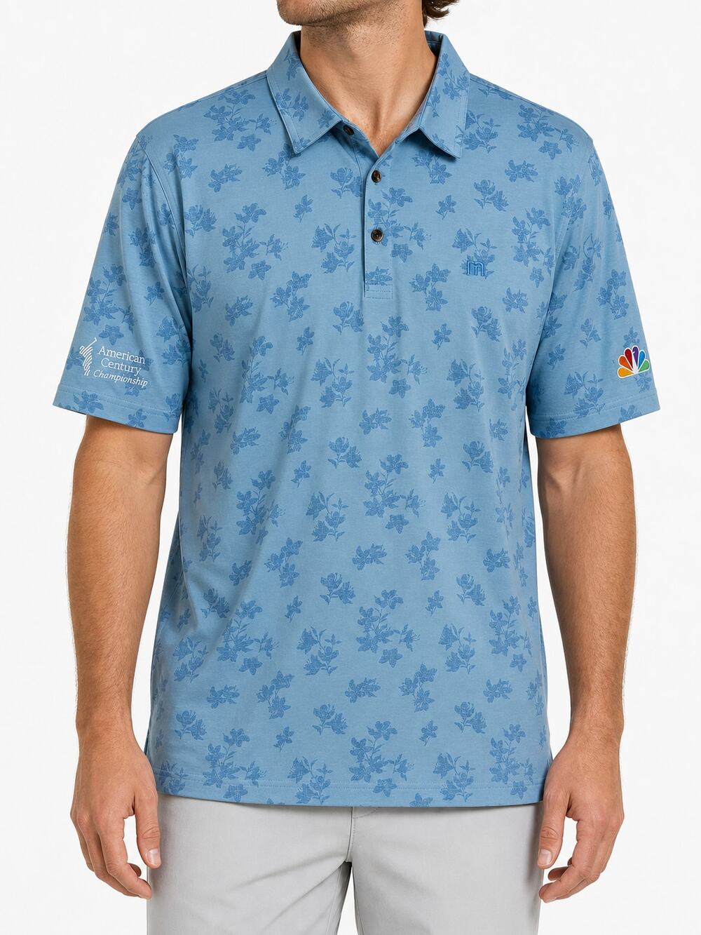 Travis Mathew Port Day ACC NBC Sports Floral Golf Polo Men's XL Air Blue NWT
